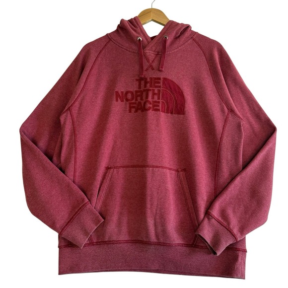 The North‎ Face Half Dome Pullover Red Fleece Hiking Sweatshirt Hoodie Sz L #496 - Picture 1 of 11